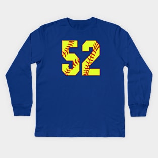 Fastpitch Softball Number 52 #52 Softball Shirt Jersey Uniform Favorite Player Biggest Fan Kids Long Sleeve T-Shirt